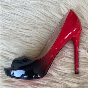 Christian Louboutin New Very Prive Red and Black Heels with Stiletto Design NWOB